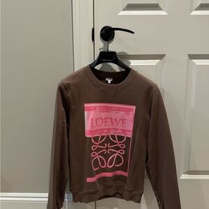 Loewe Brown and Pink Graphic Crew Neck Sweater